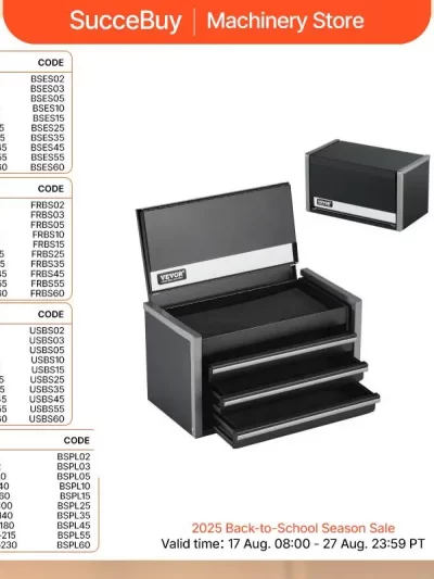 SucceBuy 8.6in 3 Drawers Metal Tool Box Portable Tools Chest