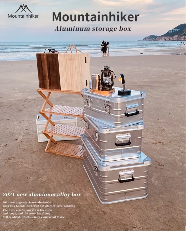 MOUNTAINHIKER Outdoor Storage Box Camping Picnic Travel Aluminum Alloy Large Capacity Box Silver Storage Bag 30-80L - Image 21