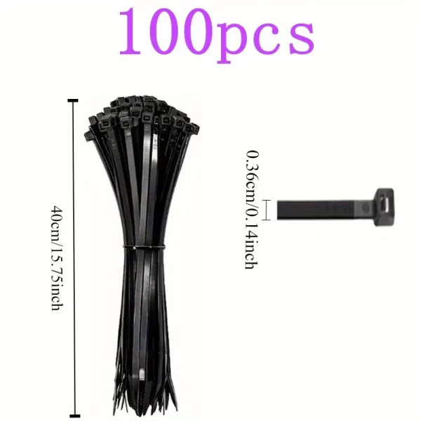 100pcs Black Cable Ties High Tensile Strength, Uv Resistant, Self-Locking - Image 7