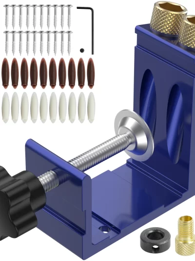 47Pcs Pocket Hole Jig Adjustable Punch Locator 15 Degree Angle Hole Drill Guide Kit Drill Punch