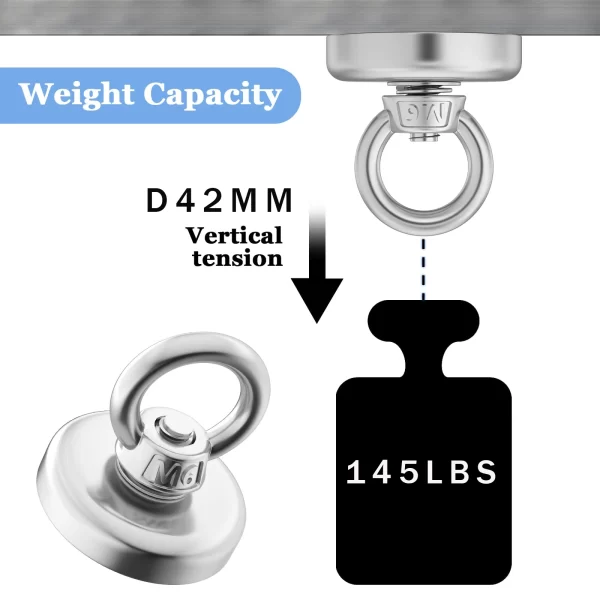 Super Strong Neodymium Fishing Magnets Heavy Duty imanes Magnet with Countersunk Hole Eyebolt for Salvage Magnetic Fishing - Image 4