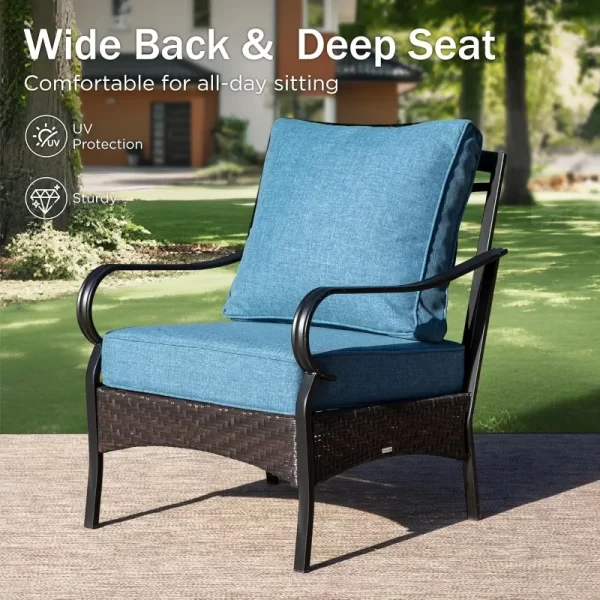 home. Outdoor Modern Patio Furniture Set, Upgraded Wicker&Metal Patio Furniture Conversation - Image 3