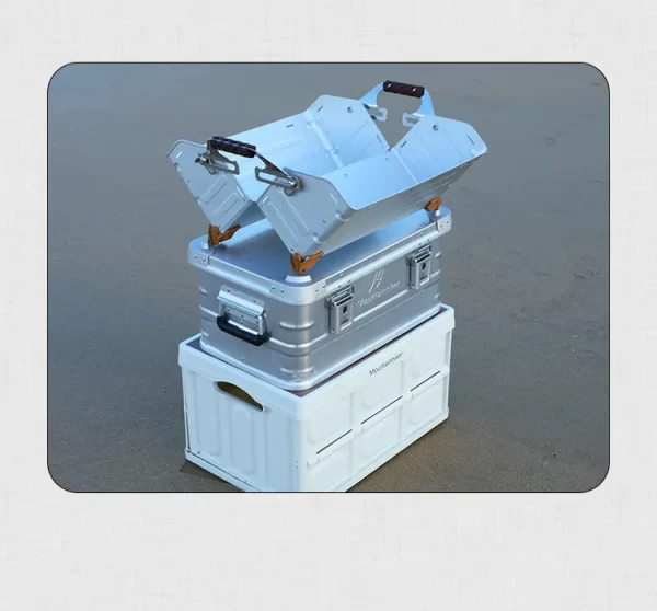 MOUNTAINHIKER Outdoor Storage Box Camping Picnic Travel Aluminum Alloy Large Capacity Box Silver Storage Bag 30-80L - Image 36