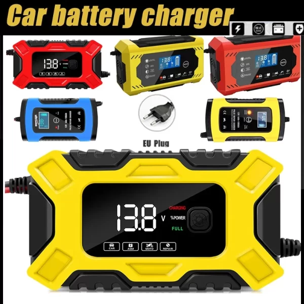 12V 6A Full Automatic Car Battery Charge Device Digital Pulse Repair Charger Intelligent Power Charger