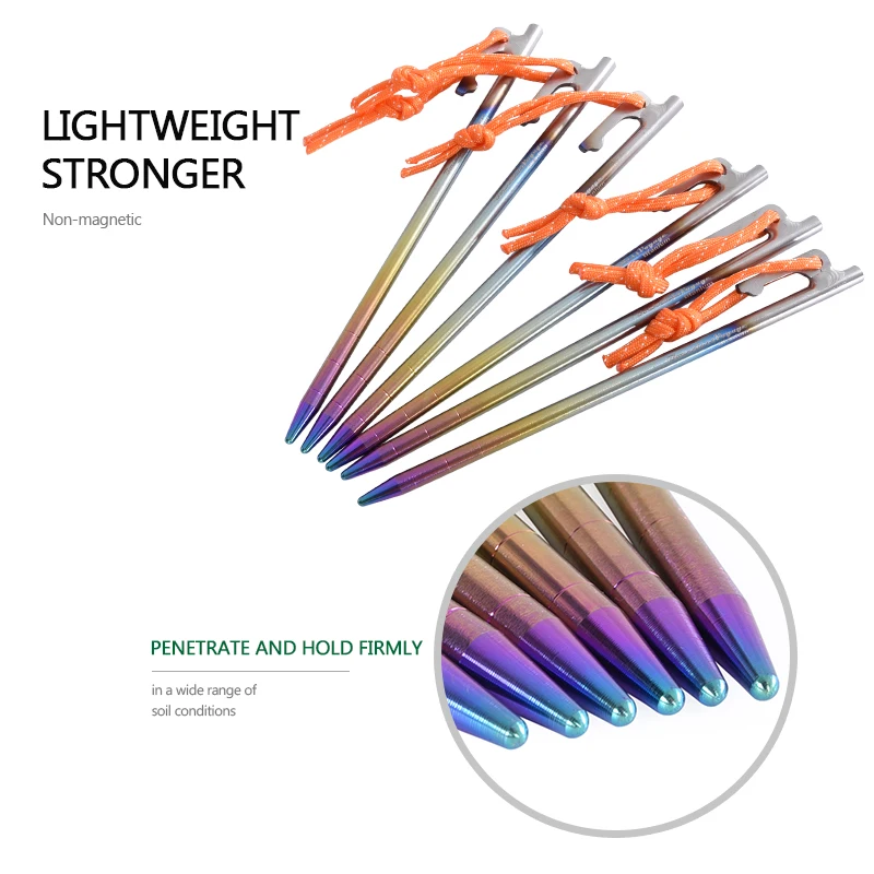 Boundless Voyage 6pcs Heavy Duty Titanium Alloy Camping Tent Stakes Peg for Outdoor Trip Hiking - Image 10