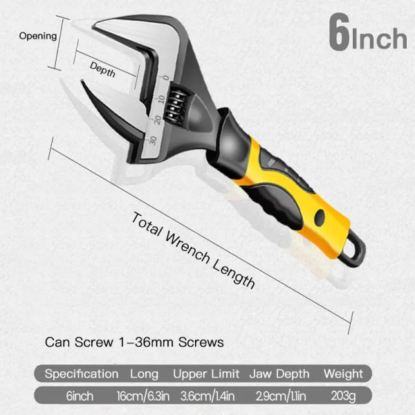 AIRAJ Adjustable Wrench Stainless Steel Universal Spanner Bathroom Wrench - Image 8