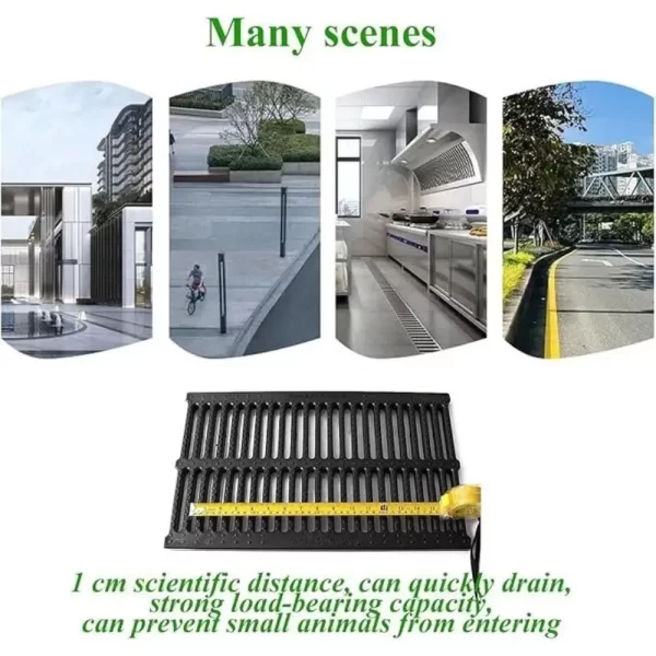 New High Strength Trench Cover Resin Plastic Rectangular Garage Floor Drain Black Grate - Image 2