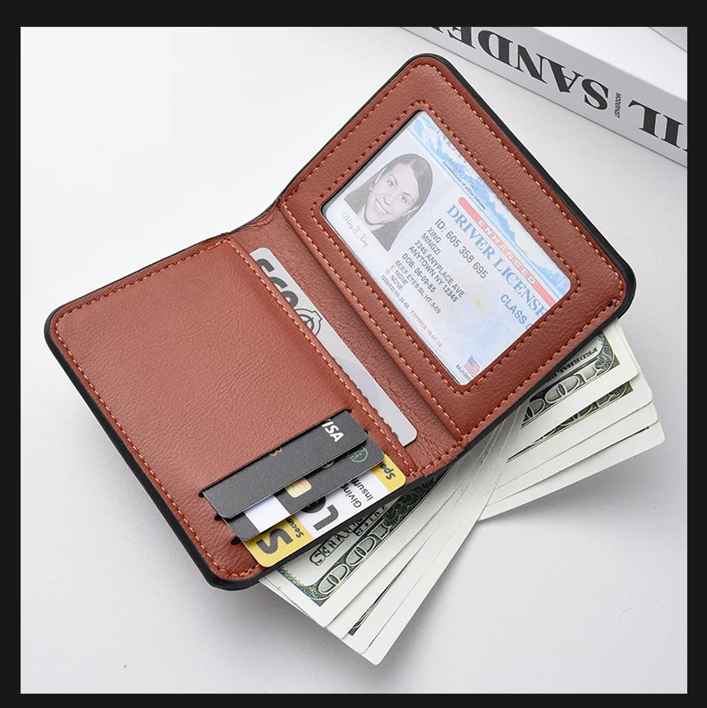 1Pc New Ultra-thin Mini Soft PU Leather Credit Card Wallet Holder Short Vertical High Quality Men's Wallet - Image 18