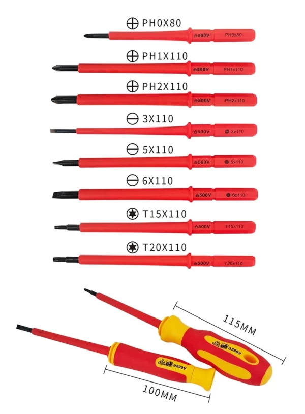 10Pcs Interchangeable Blade VDE Insulated Screwdriver Set with Case Magnetic 500V Home and Professional Use Electricians Tools - Image 17