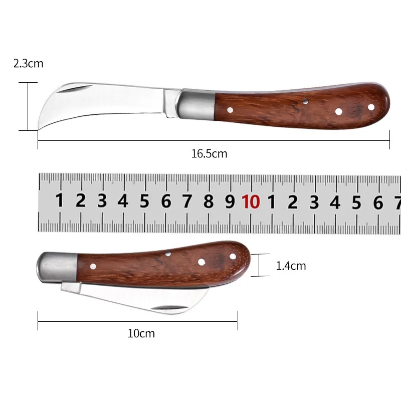 Folding Grafting Knife Grafting Tools Grafting Pruning Knife Professional Garden fruit tree Grafting Cutter Wooden Handle Knife - Image 5