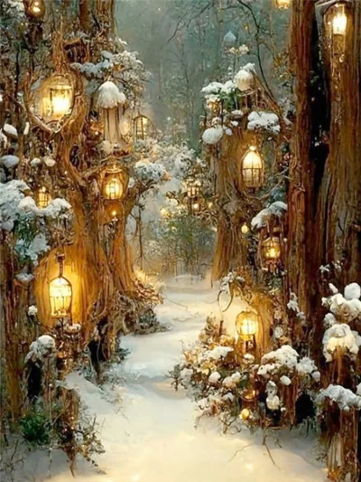 Huacan Diy Diamond Mosaic Winter Scnenery Rhinestone Pictures Full Round Square Drill Painting Landscape Kit