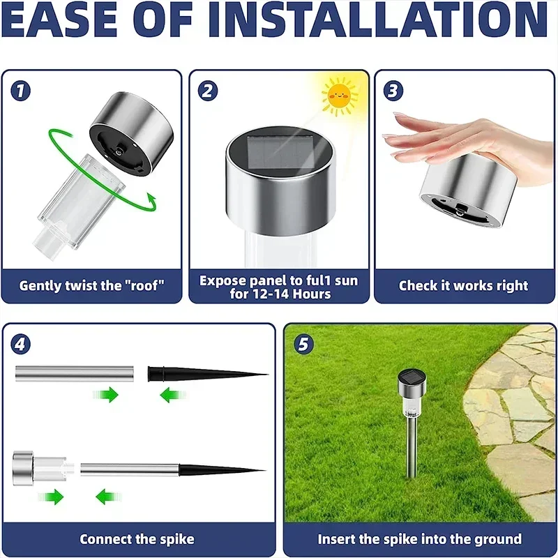 12 Pack Solar Outdoor Lights Solar Garden Light LED Landscape Lighting Waterproof Pathway Lights - Image 11