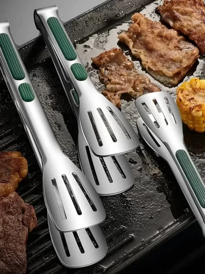 1pc Non Slip Stainless Steel Food Tongs Meat Salad Bread Clip Barbecue Grill Buffet Clamp Cooking Tools Kitchen Accessories