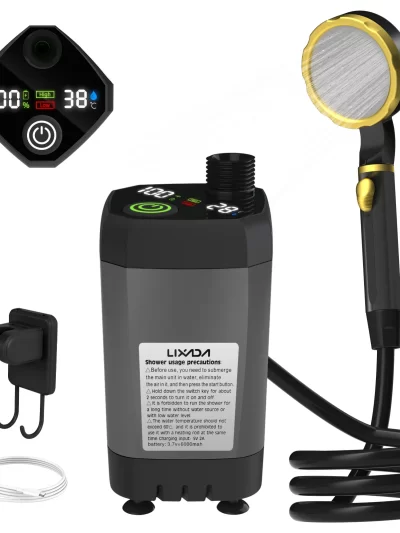Camping Shower Pump RV Outdoor Shower Kit Camp Shower w/Full Screen Intelligent Digital Display Adjustable 6000mAh Shower Kit