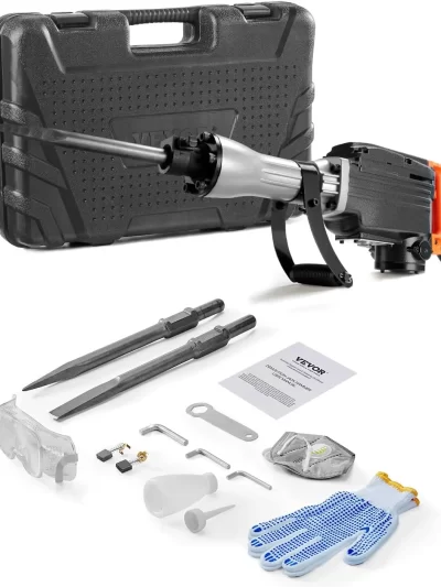 Demolition Jack Hammer, MAX 2200W Electric Jackhammer Heavy Duty, 1350 BPM Concrete Breaker 2pcs Chisels Bit
