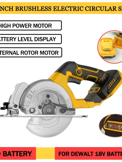 5.5IN Electric Circular Saw Brushless External Rotor Cordless High Power Cutting Woodworking Power Tools Fit Dewalt 18V Battery