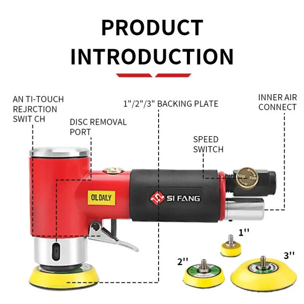 SIFANG Random Orbit Air Sander Mini Pneumatic Grinding Machine for Car Polishing - Image 2
