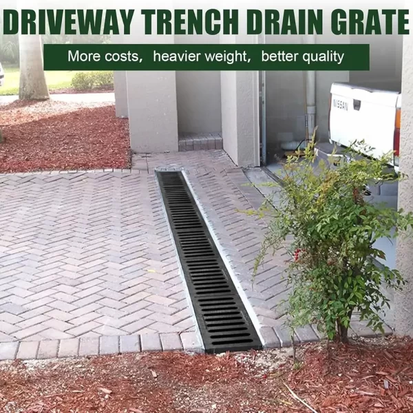 New High Strength Trench Cover Resin Plastic Rectangular Garage Floor Drain Black Grate