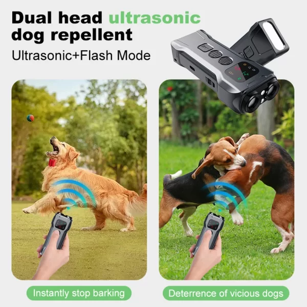 Ultrasonic Dog Repeller Double/Three Head LED Flashlight Anti Barking Training Deterrent Device Rechargeable Dog Repeller ﻿ - Image 12