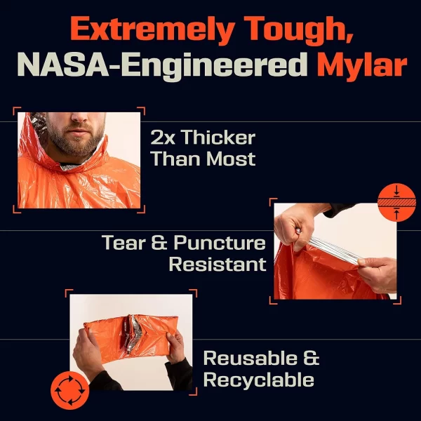 Emergency Rain Poncho Thermal Blanket Poncho Weather Proof Outdoor Survival Gear - Image 4