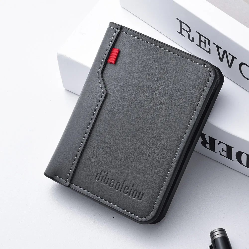1Pc New Ultra-thin Mini Soft PU Leather Credit Card Wallet Holder Short Vertical High Quality Men's Wallet - Image 6