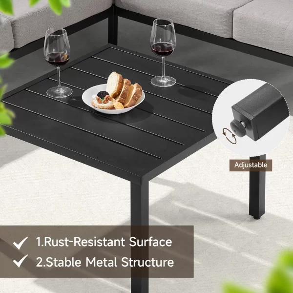 6 Piece  Patio Furniture Set, Metal Outdoor Sectional Sofa with Coffee Table - Image 4