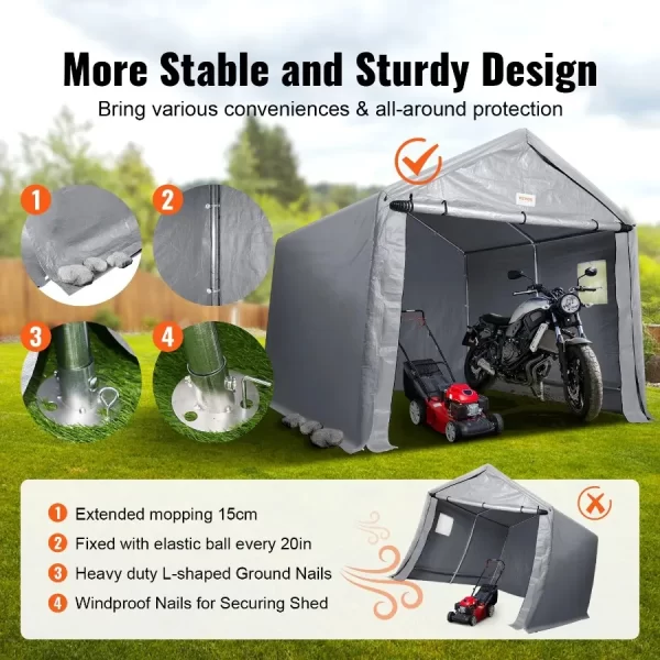 Portable Shed Outdoor Storage Shelter 10 x 10 x 8.5 ft Heavy Duty All-Season Instant Storage Tent - Image 3
