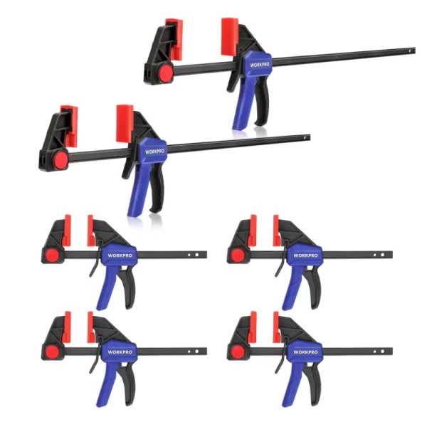 WORKPRO Bar Clamps for Woodworking One-Handed Clamp/Spreader, 6-Inch and 12-Inch Wood Clamps Set