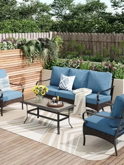 home. Outdoor Modern Patio Furniture Set, Upgraded Wicker&Metal Patio Furniture Conversation