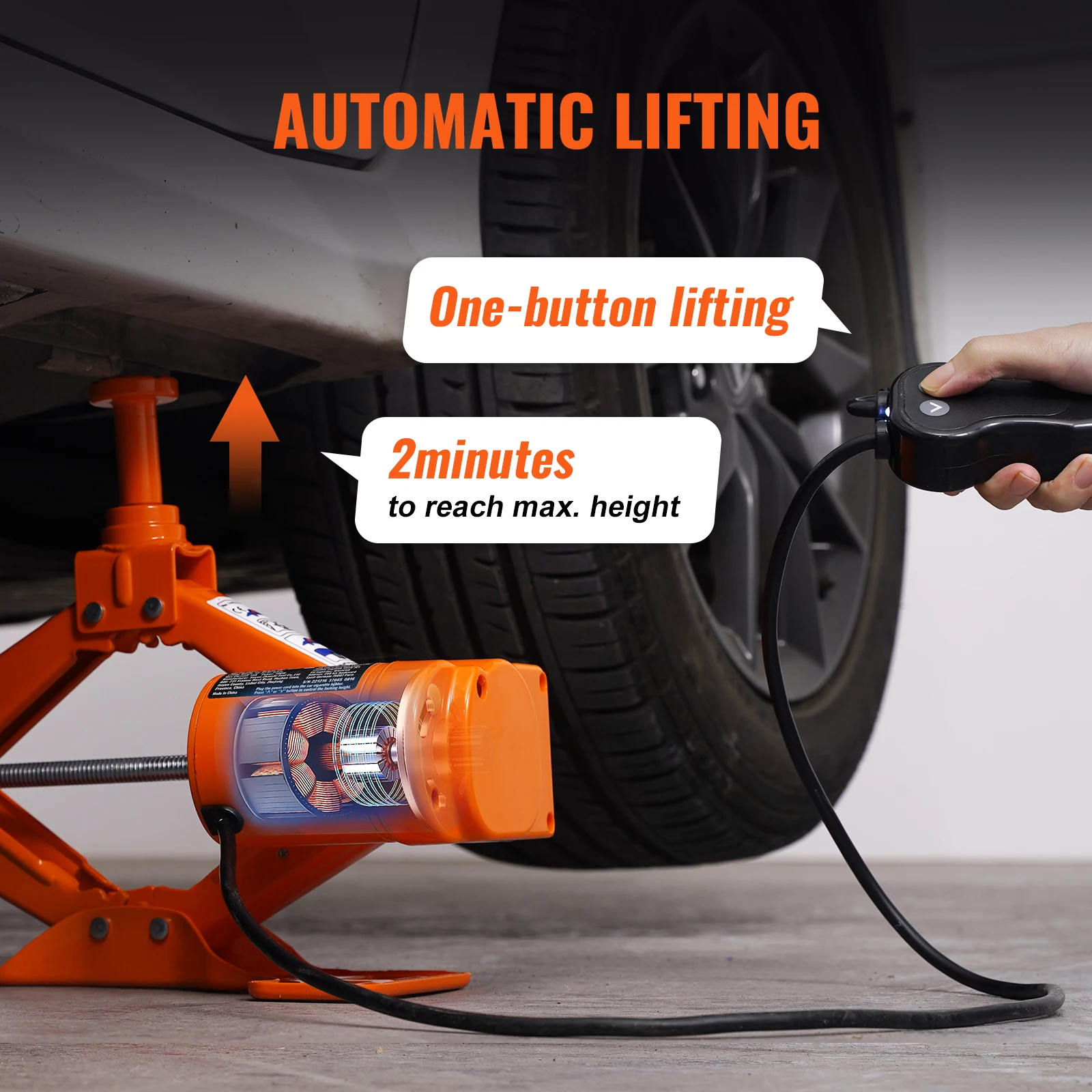 SucceBuy Electric Car Jack 3T Scissor Jack with Electric Impact Wrench 12V Portable Car Jack - Image 4
