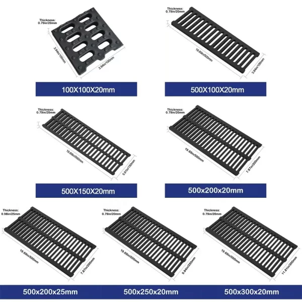 New High Strength Trench Cover Resin Plastic Rectangular Garage Floor Drain Black Grate - Image 6