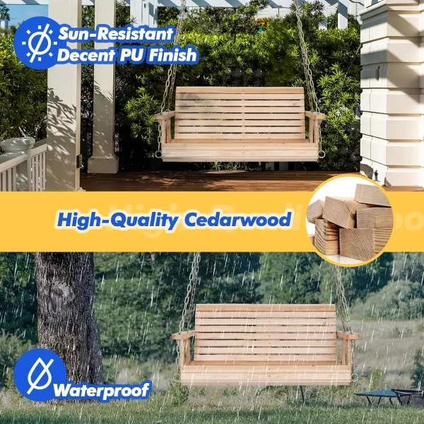 Upgraded Patio Wooden Porch Swing for Courtyard & Garden, Heavy Duty 880 LBS - Image 5