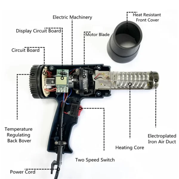 2000W Industrial Electric Hot Air Gun Digital Display Car Film Heat Gun Air Dryer for Soldering Thermal Blower Shrink Wrapping - Image 43