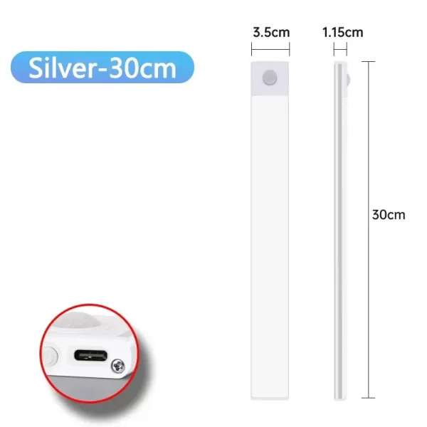 LED Cabinet Light USB Type-C Rechargeable Motion Sensor Led Lamp for Kitchen Wardrobe Cabinet Lighting 20cm/30cm/40cm/50cm/60cm - Image 7