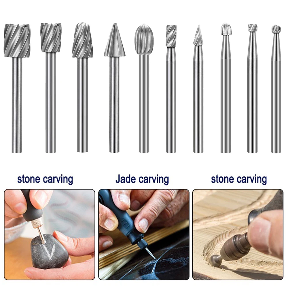 10pcs HSS Rotary File For Steel Milling Cutters For Metal Rat-tail File Hard Metal Rotary File Set - Image 9