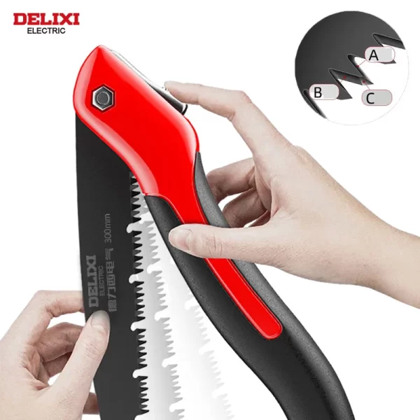 DELIXI ELECTRIC Folding Saw，SK5 steel One-button Folding Design - Image 5