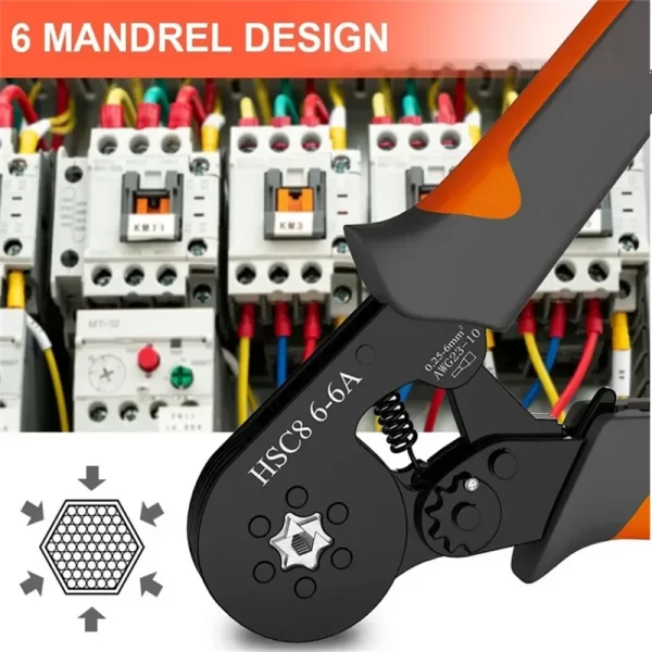 Hexagonal Self-Adjustable Ratchet Ferrule Crimping Tool Kit 23-10AWG 0.25-6mm² Crimper Kit with 400-2000pcs Wire Terminals - Image 3