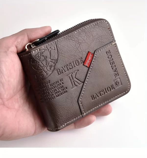 Men's Wallet Made of PU Wax Oil Skin Purse for Men Coin Purse Short Male Card Holder Wallets Zipper Around Money Coin Purse - Image 8