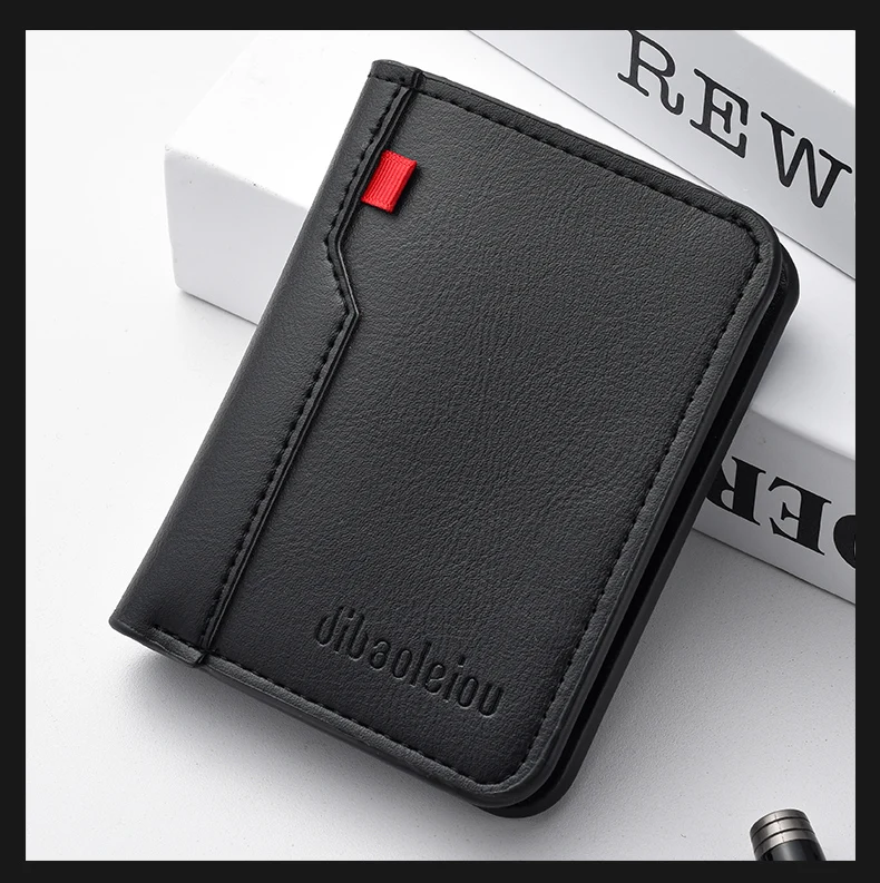 1Pc New Ultra-thin Mini Soft PU Leather Credit Card Wallet Holder Short Vertical High Quality Men's Wallet - Image 15