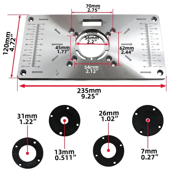 Aluminium Router Table Insert Plate Table For Woodworking Benches Router - Image 2