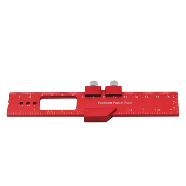 Precision Pocket Ruler T-Type Scribing Ruler Carpenty Square T Track Ruler Inch and Metric Measuring Marking Ruler W/ Slide Stop - Image 21