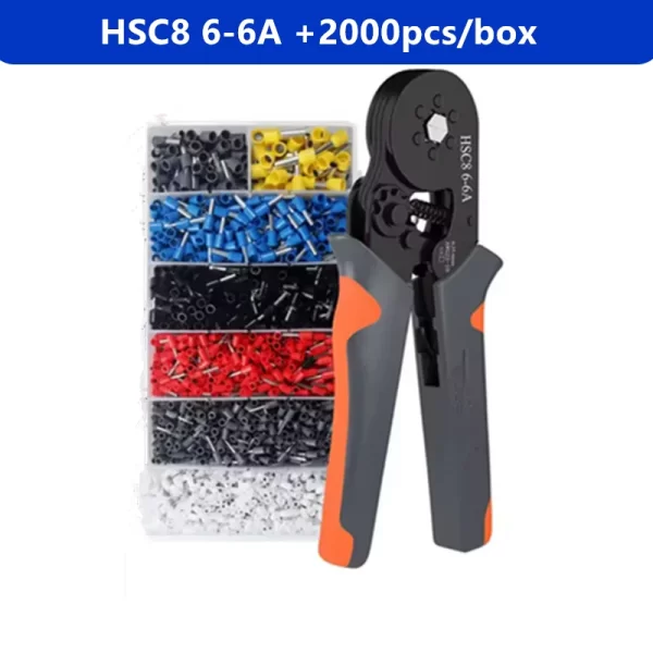 Hexagonal Self-Adjustable Ratchet Ferrule Crimping Tool Kit 23-10AWG 0.25-6mm² Crimper Kit with 400-2000pcs Wire Terminals - Image 9