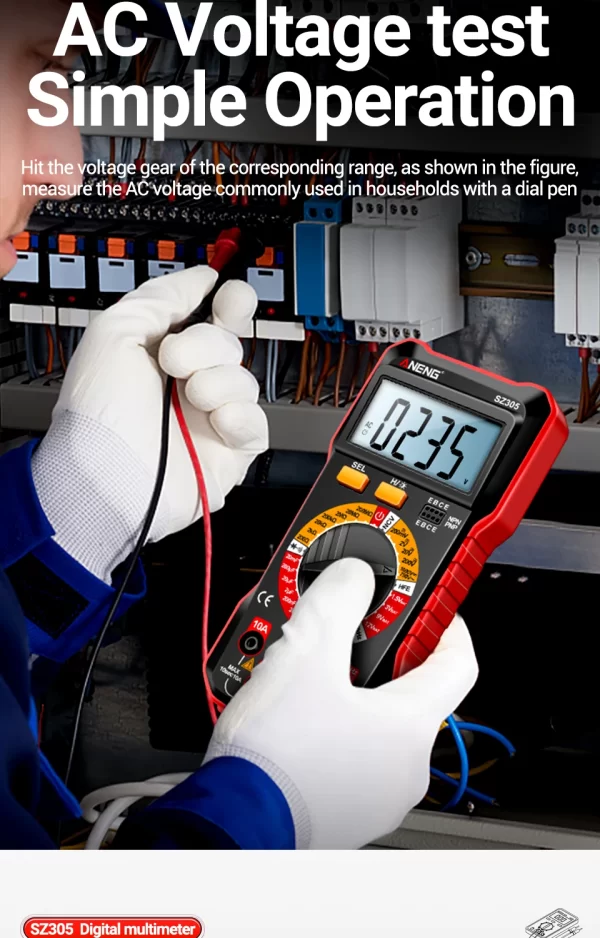 ANENG SZ305 Digital Multimeter Professional AC/DC Voltage Ammeter Capacitor hFE Triode NCV Voltage Induction Electrician Tester - Image 14