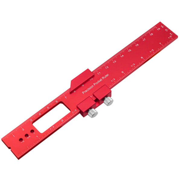 Precision Pocket Ruler T-Type Scribing Ruler Carpenty Square T Track Ruler Inch and Metric Measuring Marking Ruler W/ Slide Stop - Image 19