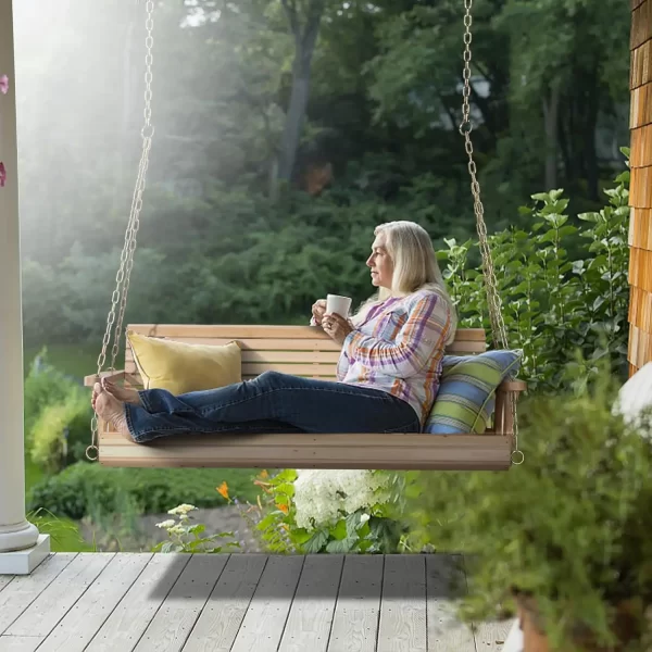 Upgraded Patio Wooden Porch Swing for Courtyard & Garden, Heavy Duty 880 LBS - Image 6