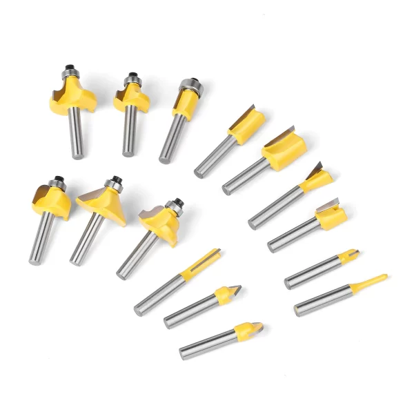 15PCS 1/4in 1/2in 6mm 8mm Shank Router Bit Set Trimming Straight Beading Milling Cutter Carbide Cutting Woodworking Tools - Image 6