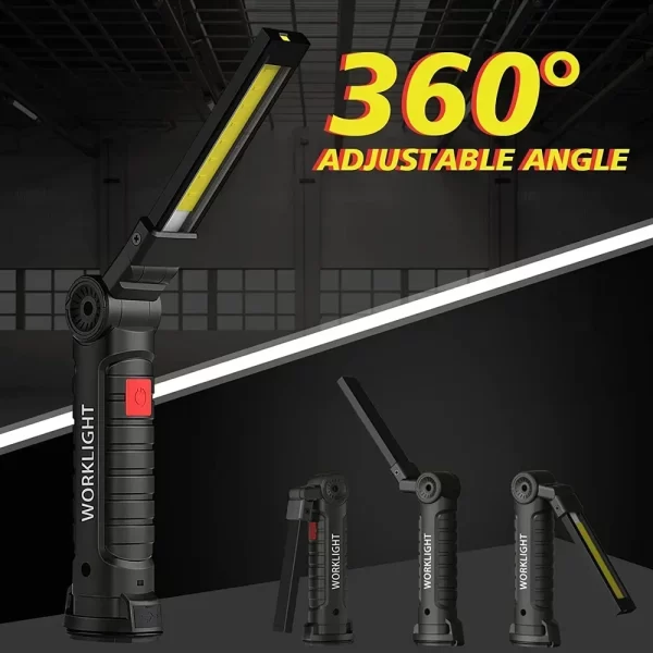COB LED Work Light Dimmable USB Rechargeable LED Flashlight Inspection Lamp With Magnetic Hook - Image 22