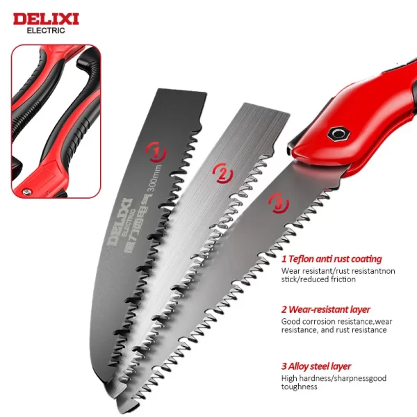 DELIXI ELECTRIC Folding Saw，SK5 steel One-button Folding Design - Image 3