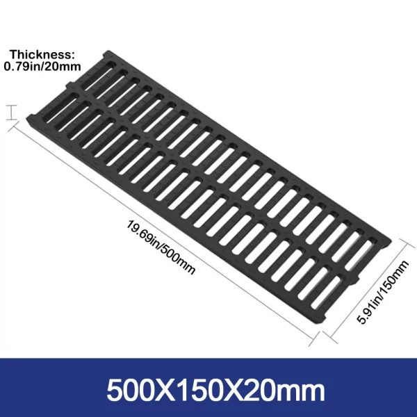 New High Strength Trench Cover Resin Plastic Rectangular Garage Floor Drain Black Grate - Image 9