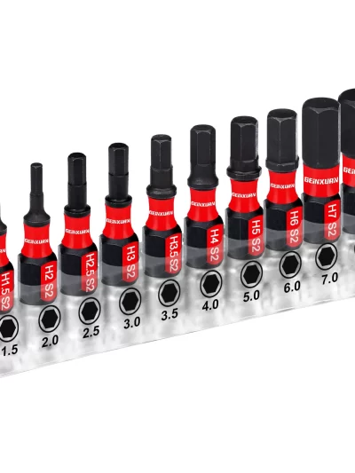 Geinxurn 1inches Multi Hex Head Metric Insert Bits Set,S2 Steel Hex Screwdriver Bit set with  Base